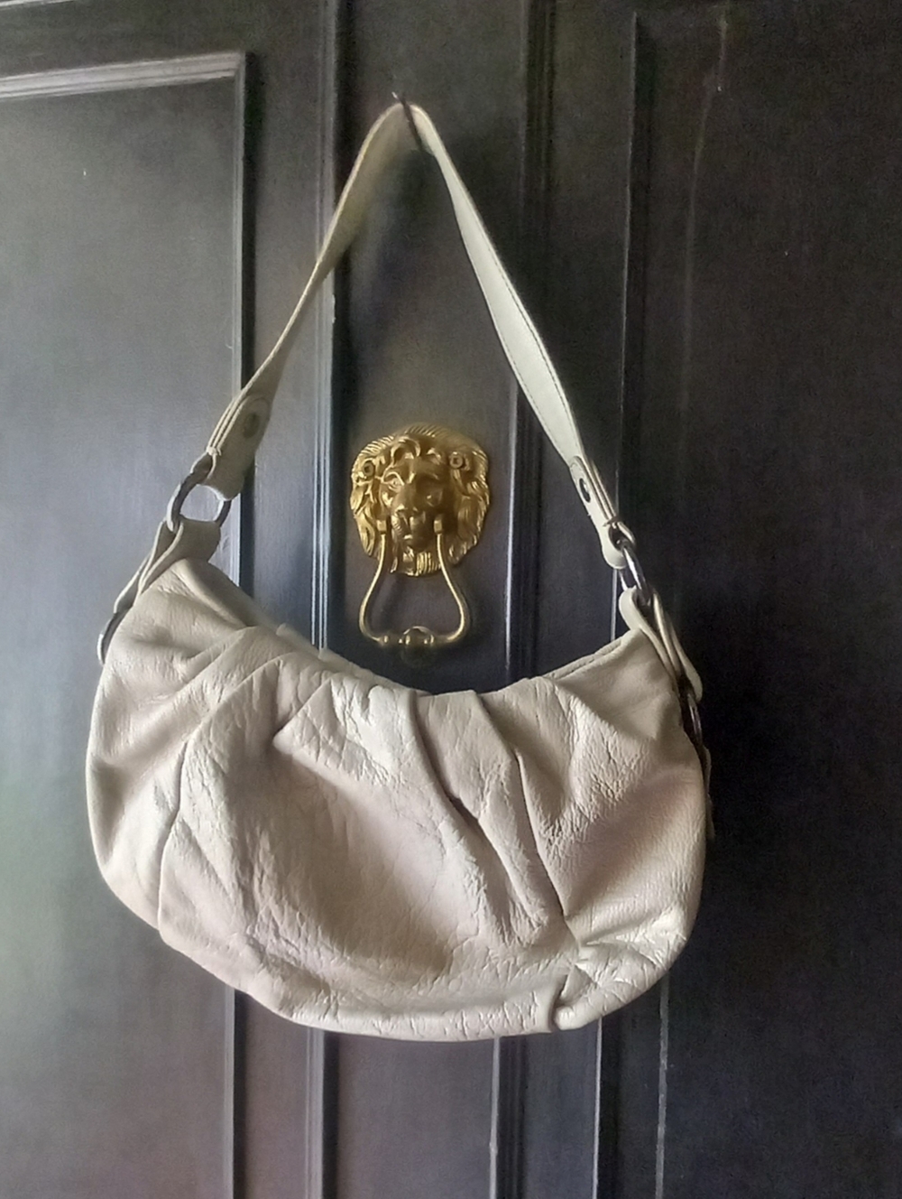 Vera Wang Grey Leather Gathered Shoulder Bag